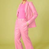 Baby Pink Vegan Leather Blazer