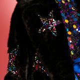 Black Eco Bamboo Faux Fur Sequin Star Coat