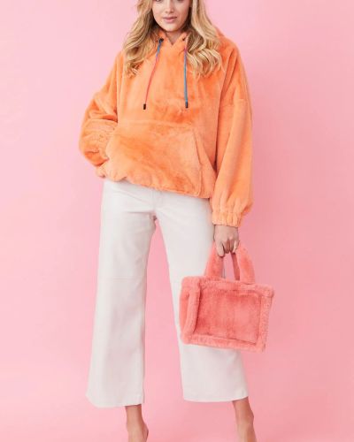 Faux Fur Oversized Orange Hoodie