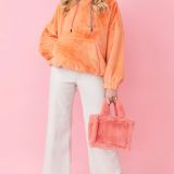 Faux Fur Oversized Orange Hoodie