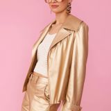 Faux Leather Metallic Gold Jacket