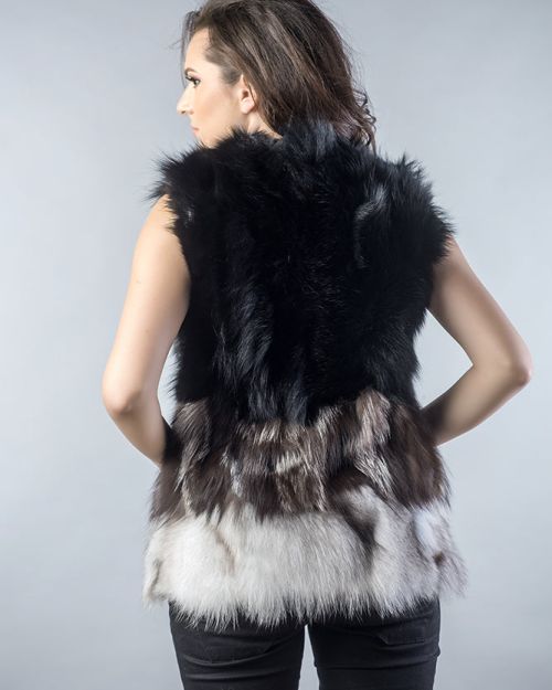 Multicolor Genuine Fox Fur Vest