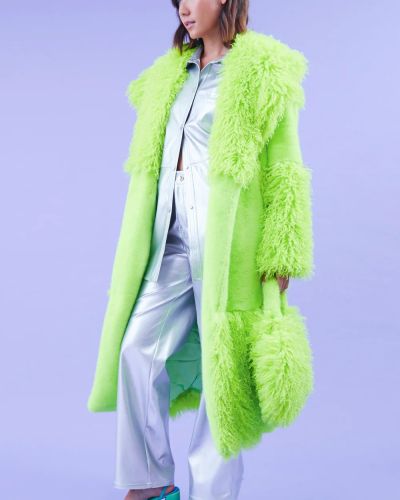 Green Faux Mongolian Fur Bamboo Coat