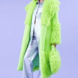 Green Faux Mongolian Fur Bamboo Coat