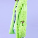 Green Faux Mongolian Fur Bamboo Coat