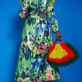 Green Faux Suede Floral Maxi Trench Coat