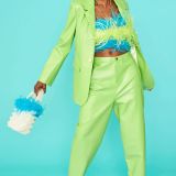 Green Vegan Leather Blazer