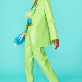Green Vegan Leather Blazer