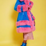Handmade Bamboo Pink – Blue Faux Fur Coat
