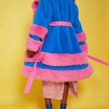 Handmade Bamboo Pink – Blue Faux Fur Coat