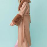 Mocha Faux Leather Jacket with Detachable Faux Fur Cuffs and Collar