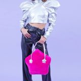 Pink Bamboo Faux Fur Star Tote Bag