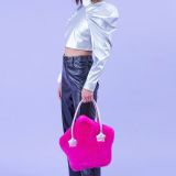 Pink Bamboo Faux Fur Star Tote Bag