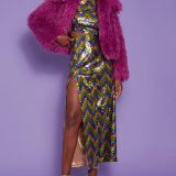 Pink Bamboo Lyocell Knitted Vegan Faux Shearling Jacket