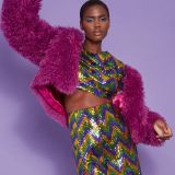 Pink Bamboo Lyocell Knitted Vegan Faux Shearling Jacket