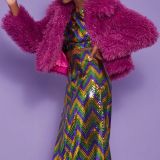 Pink Bamboo Lyocell Knitted Vegan Faux Shearling Jacket