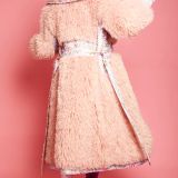 Pink Knitted Bamboo Eco Leather Shearling Coat