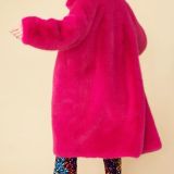 Pink Knitted Bamboo Faux Fur Coat