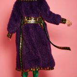 Purple Knitted Bamboo Eco Leather Shearling Coat