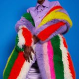 Rainbow Faux Fur Hand Crafted Eco Bamboo Maxi Coat