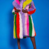 Rainbow Faux Fur Hand Crafted Eco Bamboo Maxi Coat