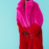 Red Pink Faux Fur Bamboo Coat