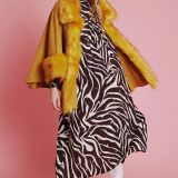 Yellow Faux Fur Suede Cape Jacket