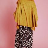 Yellow Faux Fur Suede Cape Jacket