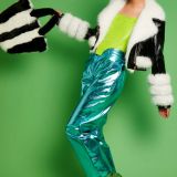 Black White Faux Leather Faux Fur Biker Jacket