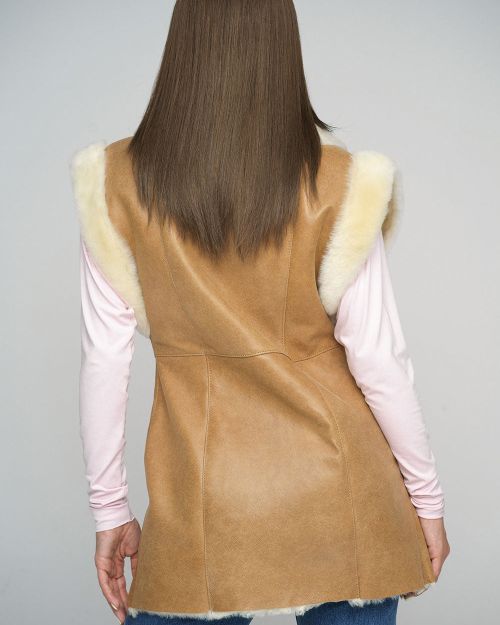 Beige Merino Shearling Vest