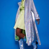 Silver Eco Bamboo Blend Sequin Trench Coat
