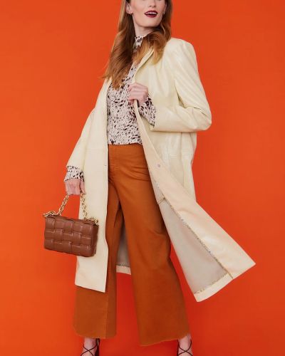 Yellow Eco Leather Trench Coat