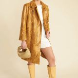 Yellow Faux Suede Snake Print Mara Coat