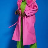 Hot Pink Eco Leather Trench Coat