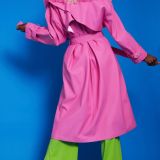 Hot Pink Eco Leather Trench Coat