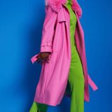 Hot Pink Eco Leather Trench Coat
