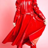 Red Eco Leather Grande Maxi Trench Coat