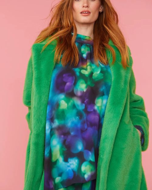 Green Faux Fur Duchess Maxi Coat