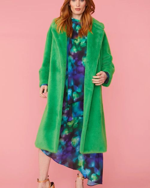 Green Faux Fur Duchess Maxi Coat